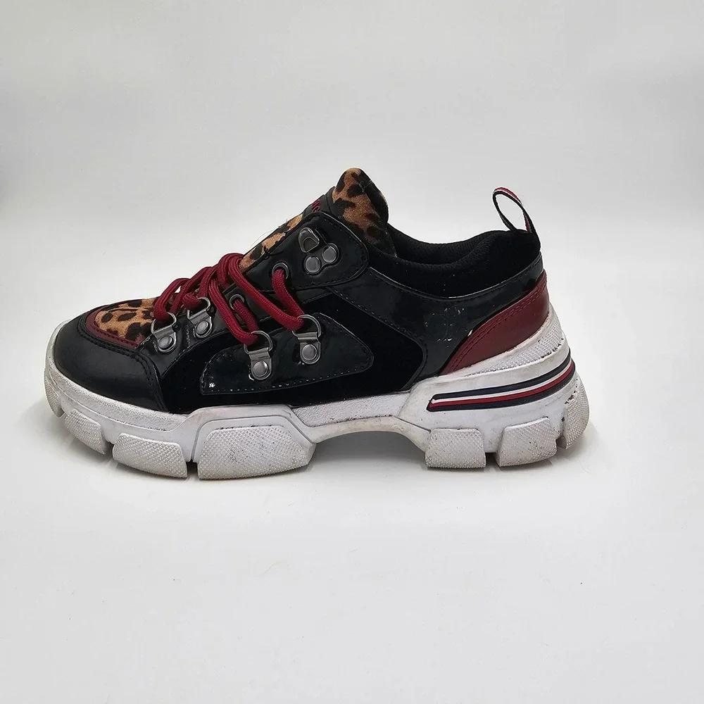 Tommy Hilfiger Women Leopard Print Black Chunky Platform Sneakers Size 6‎